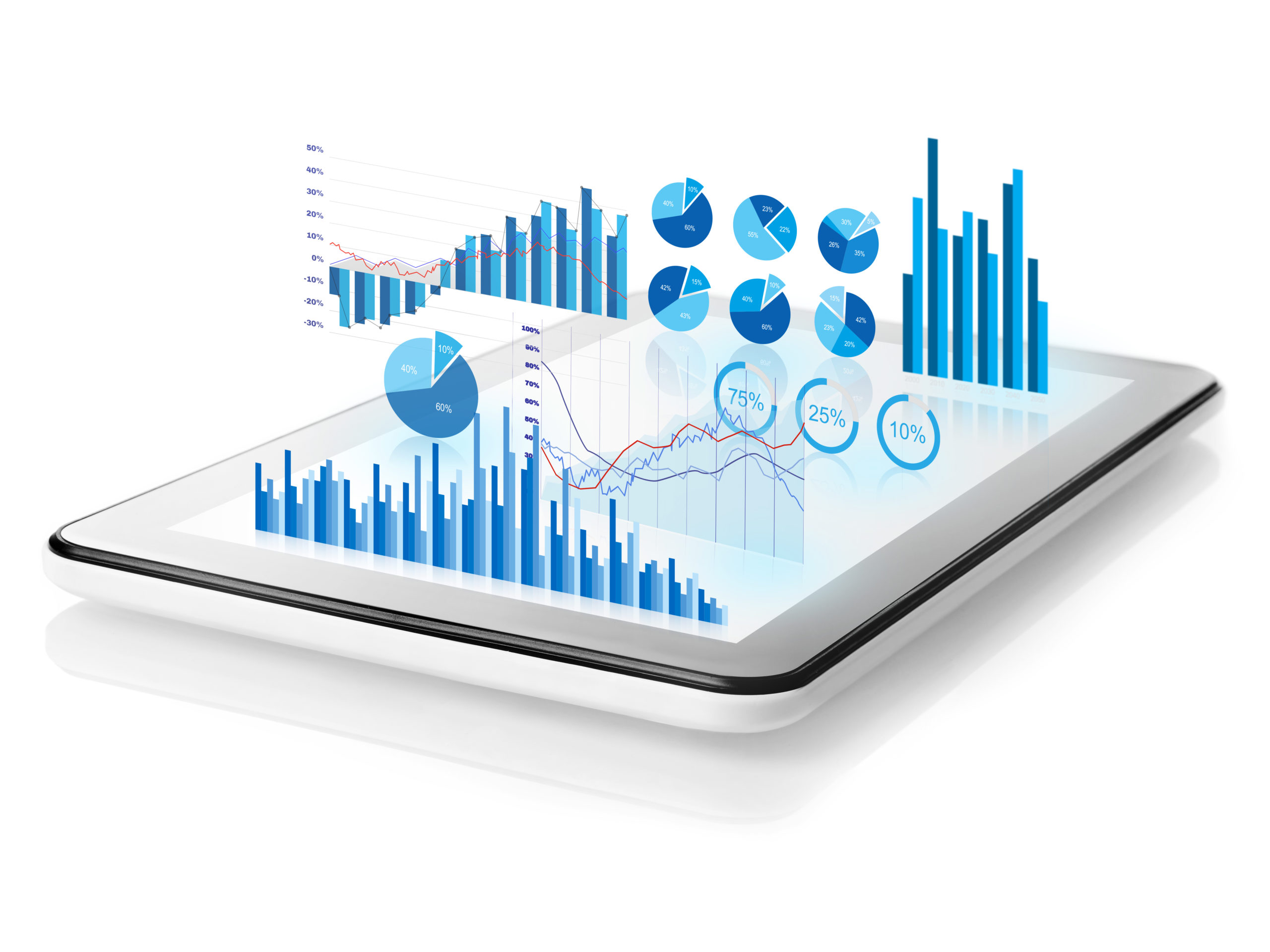 Diagrams projecting from tablet